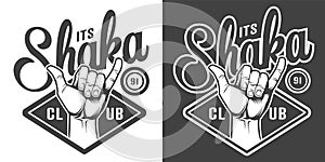 Vintage surfing club monochrome logotype