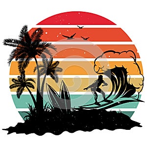 Vintage surfing t-shirt design vector illustration