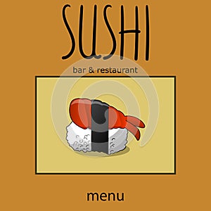 Vintage Sushi Bar Poster. Vector illustration.