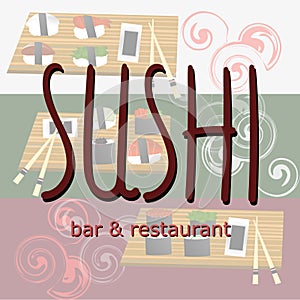Vintage Sushi Bar Poster. Vector illustration.
