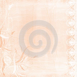 Vintage Swirl Lace PEach Bordered Paper Background