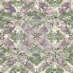 Vintage Swirls Seamless Pattern: Victorian-Inspired, Pastel Colors, Antique Wallpaper