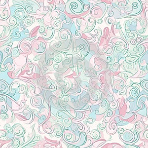 Vintage Swirls Seamless Pattern: Victorian-Inspired, Pastel Colors, Antique Wallpaper