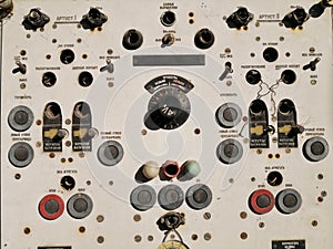 Vintage switch control panel with many buttons