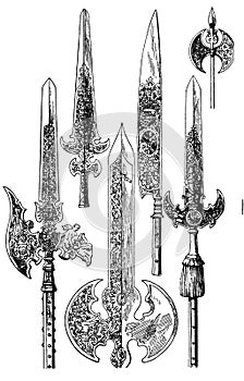 Vintage swords clip art set