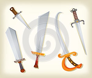 Vintage Swords, Knifes, broadsword And Saber Set