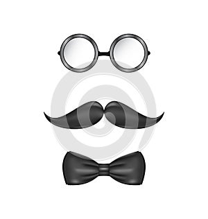 Vintage symbolic of a man face, glasses, mustache photo