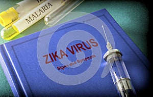 Vintage Syringe On A Book Of Zica Virus