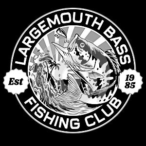 Vintage T-Shirt Design of Largemouth Bass Fishing Club