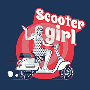 Vintage T-shirt design of Scooter Girl