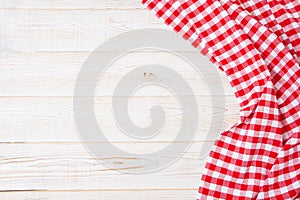 Vintage tablecloth on old wooden table, holiday concept,mock up