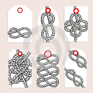 Vintage tags with eternity eight knot