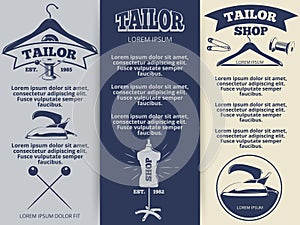 Vintage tailor shop flyers template design