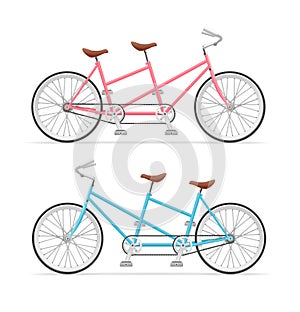 Vintage Tandem Bicycle Set. Vector
