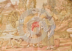 Vintage tapestry scene