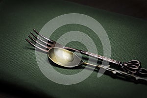 Vintage and Tarnished Fork and Spoon