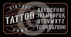 Vintage tattoo font on the dark background