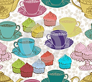 Vintage tea background. seamless pattern
