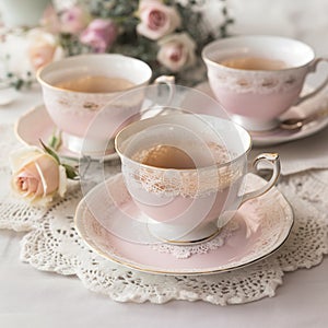 vintage tea cups - elegant still life photography