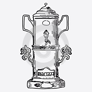 Vintage tea pot engraving