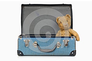 Vintage Teddy Bear in Old School Case