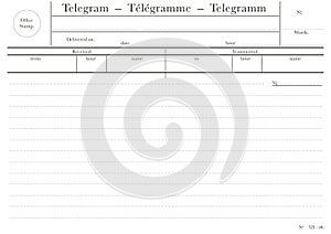 Blank telegram form. photo