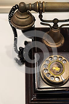 Vintage Telephone Antique Phone Retro Gold Rotary Dial Landline Office Hotel