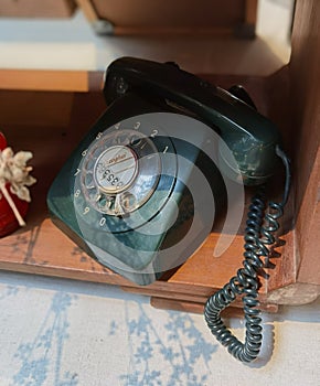 Vintage Telephone DKI Japanese Rotary Dial Phone Home Station Retro Telecommunication Antique Collectible Ancient Communication