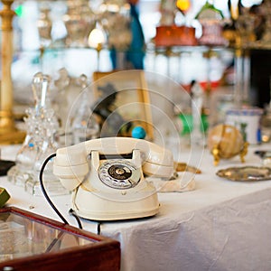 Vintage telephone on a flea market