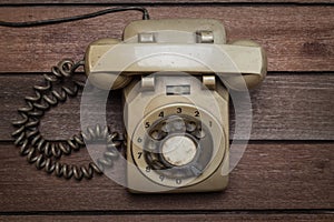 Vintage Telephone on an Old Table