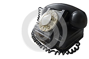 The vintage telephone set of black colour