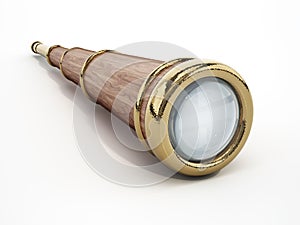 Vintage telescope isolated on white background. 3D illustration