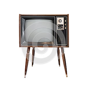 Vintage television - black and white tv isolate on white