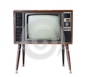 Vintage television - black and white tv isolate on white