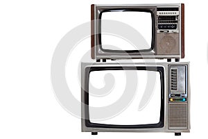 Vintage television with cut out screen on Isolated background