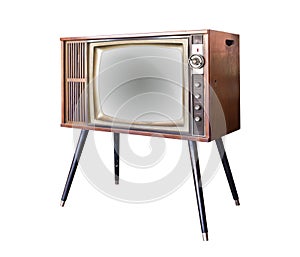 Vintage television isolated with clipping path