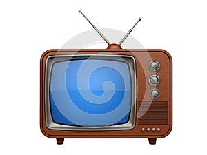 Vintage television set with blue screen