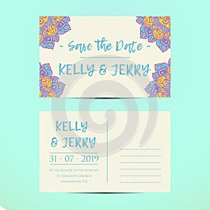 Vintage template design layout for Wedding invitation.