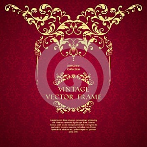 Vintage template with pattern ornamental border and decorative frame.