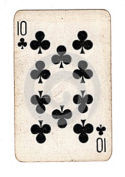 A vintage ten of clubs playing card.