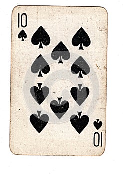 A vintage ten of spades playing card.