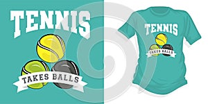 vintage tennis t-shirt with vector graphics