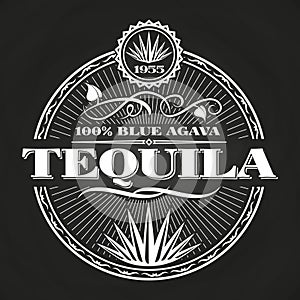 Vintage tequila banner design on chalkboard photo