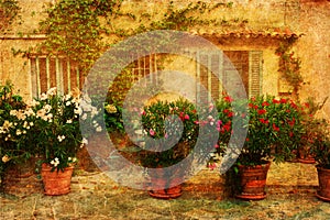 Vintage textured picture of a Provencal idyll