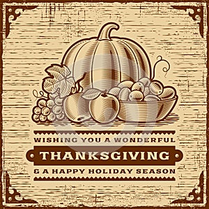 Vintage Thanksgiving Card Brown