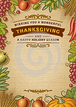 Vintage Thanksgiving Greeting Card With Copy Space