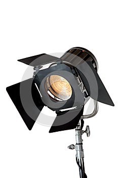 A vintage theater spotlight isolated on a white background