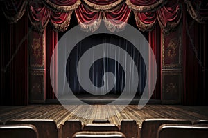 Vintage theater stage, created with generative AI