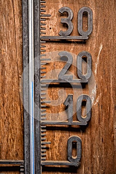 Vintage thermometer celsius 20 degrees blue level