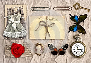 Vintage things. nostalgic scrap booking background photo